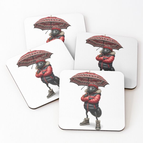 Item preview, Cool Black Ant in Puffer Jacket & Moroccan Pattern Umbrella - Funny Winter Insect Art designed and sold by designwiss.