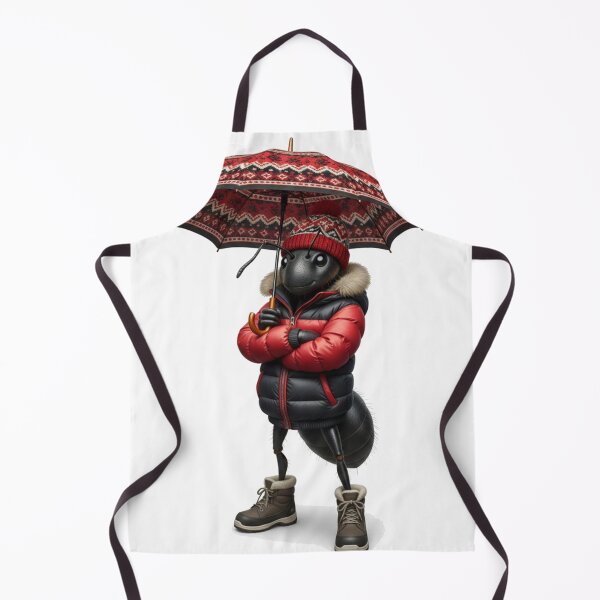 Item preview, Cool Black Ant in Puffer Jacket & Moroccan Pattern Umbrella - Funny Winter Insect Art designed and sold by designwiss.
