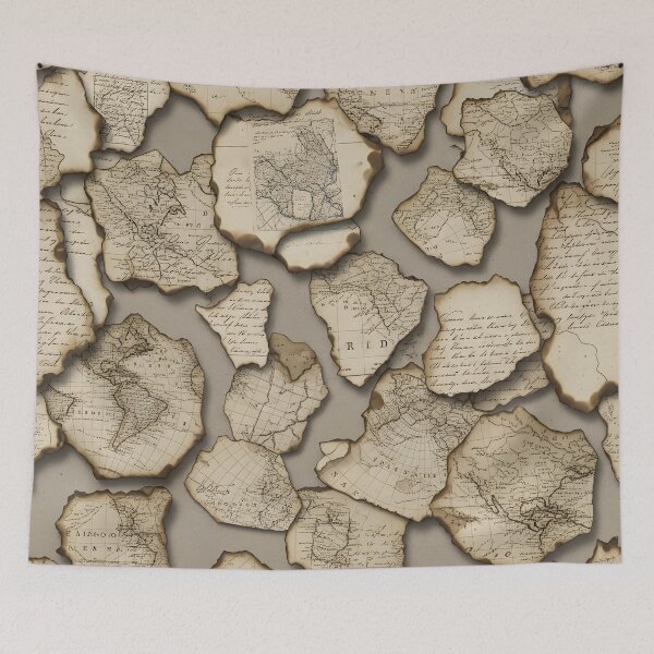 Item preview, Burnt Antique Atlas Pieces designed and sold by Kaleidoscope Print.