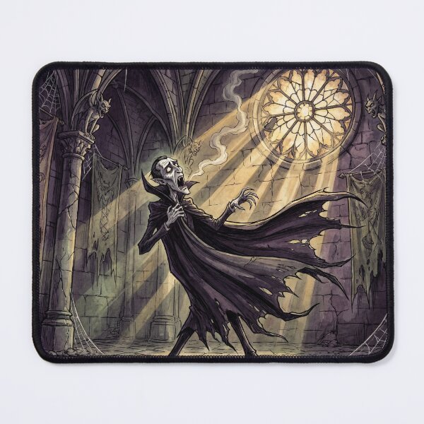 Item preview, Dracula trying to hide from the Sun illustration gothic vampire art designed and sold by Vintage Designs +.