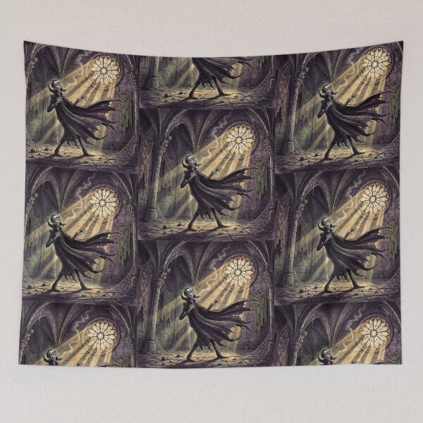 Item preview, Dracula trying to hide from the Sun illustration gothic vampire art designed and sold by Vintage Designs +.