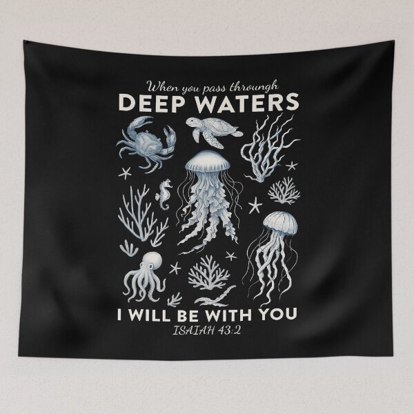 Item preview, Deep Waters Isaiah 432 Christian Ocean Jesus Bible Verse designed and sold by HollyTrina1.