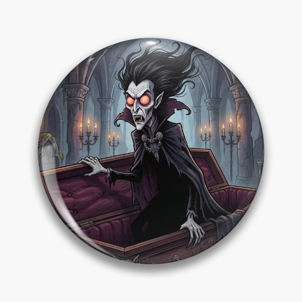 Item preview,  Dracula awakens in his dark crypt illustration gothic vampire art designed and sold by Vintage Designs +.