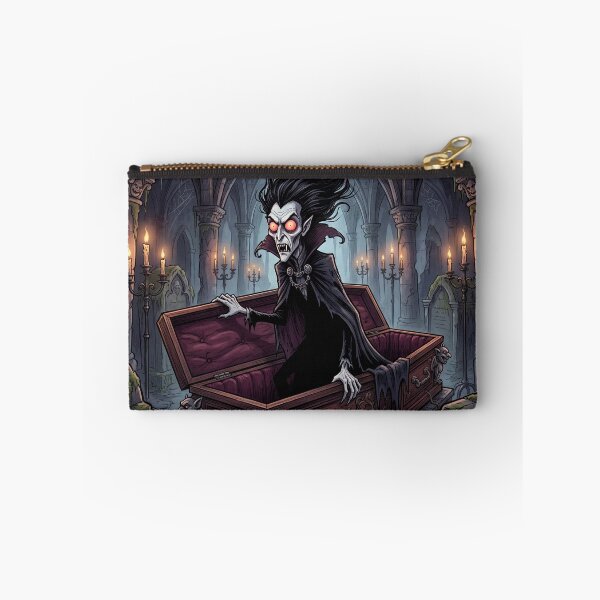 Item preview,  Dracula awakens in his dark crypt illustration gothic vampire art designed and sold by Vintage Designs +.
