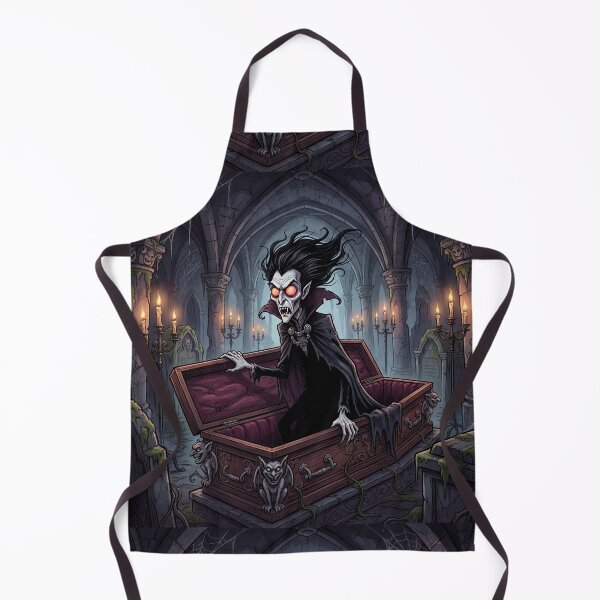 Item preview,  Dracula awakens in his dark crypt illustration gothic vampire art designed and sold by Vintage Designs +.