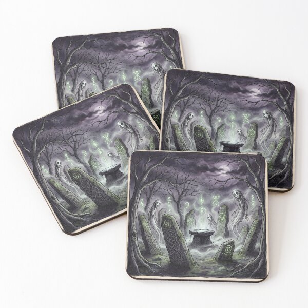 Item preview, Ancient Celtic summoning ritual with ghosts illustration gothic horror art designed and sold by Vintage Designs +.