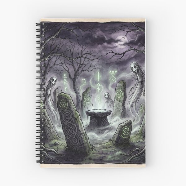 Item preview, Ancient Celtic summoning ritual with ghosts illustration gothic horror art designed and sold by Vintage Designs +.