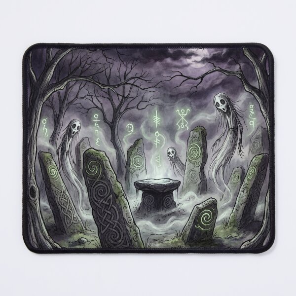 Item preview, Ancient Celtic summoning ritual with ghosts illustration gothic horror art designed and sold by Vintage Designs +.