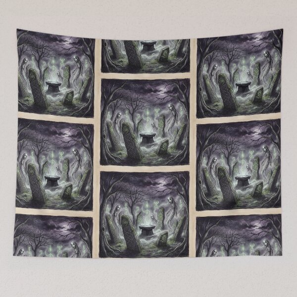 Item preview, Ancient Celtic summoning ritual with ghosts illustration gothic horror art designed and sold by Vintage Designs +.