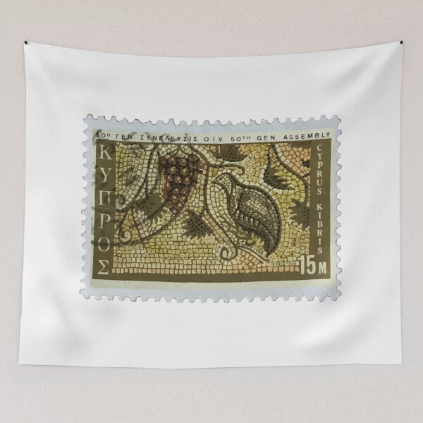 Item preview, Vintage Cyprus Mosaic Sepia Postage Stamp designed and sold by red-amber65.
