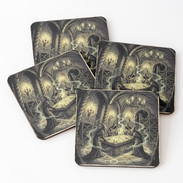 Item preview, Occult Cellar Ritual in druidic celtic castle garden illustration gothic horror art designed and sold by Vintage Designs +.