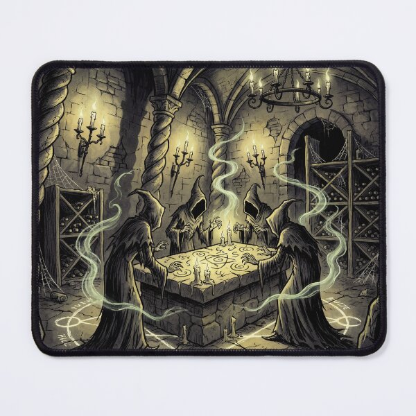 Item preview, Occult Cellar Ritual in druidic celtic castle garden illustration gothic horror art designed and sold by Vintage Designs +.