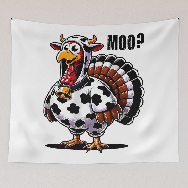 Item preview, Festive Holiday 90s Cow Funny Thanksgiving Turkey Day Moo designed and sold by rebeccathanuos.