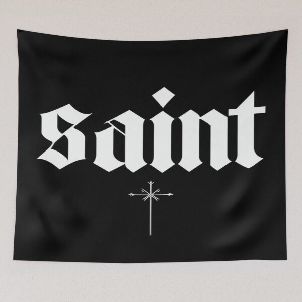 Item preview, Saint Gothic Typography Design – Bold Black & White Symbolic Art for Apparel, Posters & Decor designed and sold by Bright Nest Studio.