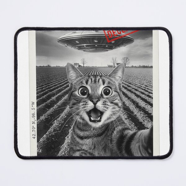Item preview, Cat Selfie UFO Declassified Alien Abduction Vintage Photo Design designed and sold by Serene woods.