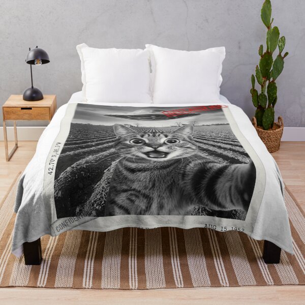 Item preview, Cat Selfie UFO Declassified Alien Abduction Vintage Photo Design designed and sold by Serene woods.