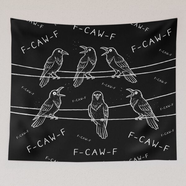 Item preview, F-Caw-F Crow Pun Funny Raven Attitude Simple Retro Vintage White FcawF designed and sold by ArtsMichalShop.
