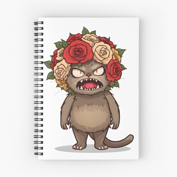 Item preview, Angry cat with floral crown in heated rivalry mood – funny cartoon feline illustration inspired by Stranger Things vibes designed and sold by ArtPetrenko90.