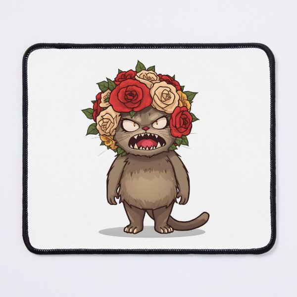 Item preview, Angry cat with floral crown in heated rivalry mood – funny cartoon feline illustration inspired by Stranger Things vibes designed and sold by ArtPetrenko90.