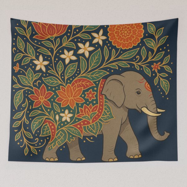 Item preview, Floral Elephant Illustration | Boho Wildlife Art designed and sold by HappySproutArt.