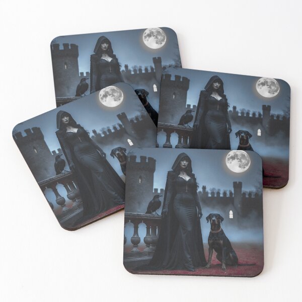 Item preview, gothic lady – dark fantasy elegance – castle night scene designed and sold by Traumrausch.
