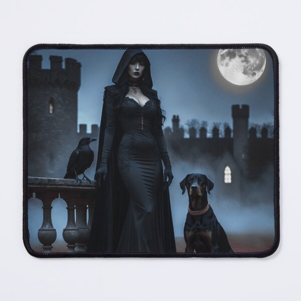 Item preview, gothic lady – dark fantasy elegance – castle night scene designed and sold by Traumrausch.