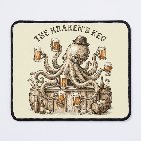 Item preview, The Kraken’s Keg – Vintage Octopus Bartender Beer Tavern Design designed and sold by Imaginationbeyond.