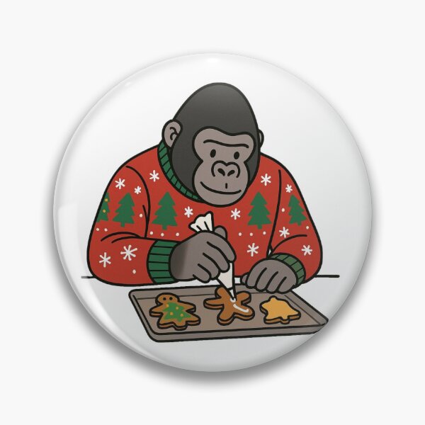 Item preview, Gorilla Decorating Christmas Cookies – Funny Festive Character designed and sold by Confuzz1ed.