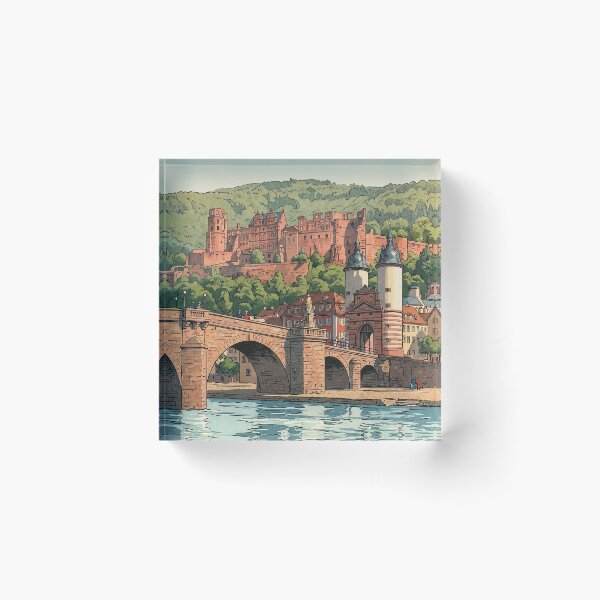 Item preview, Old Bridge of Heidelberg Japanese Woodblock Print designed and sold by Takeda-art.