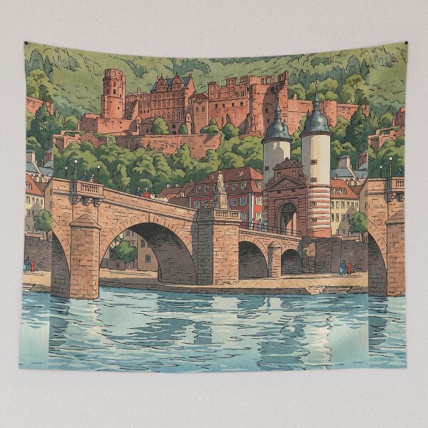 Item preview, Old Bridge of Heidelberg Japanese Woodblock Print designed and sold by Takeda-art.