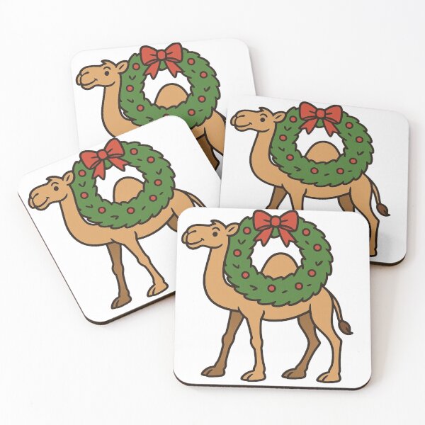 Item preview, Camel Carrying Christmas Wreath – Unique Festive Animal designed and sold by Confuzz1ed.
