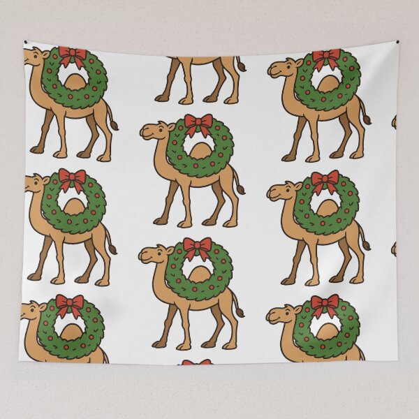 Item preview, Camel Carrying Christmas Wreath – Unique Festive Animal designed and sold by Confuzz1ed.