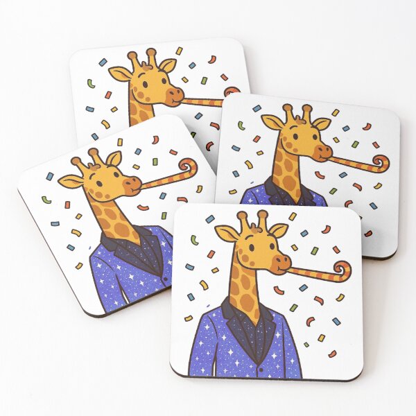Item preview, Giraffe with Party Horn in Sparkly Blazer – Fun New Year Character designed and sold by Confuzz1ed.