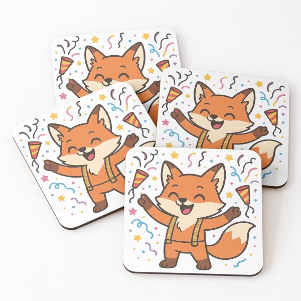 Item preview, Fox with Confetti Poppers in Glitter Suspenders – New Year Character designed and sold by Confuzz1ed.