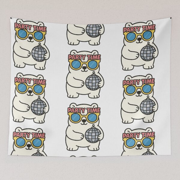 Item preview, Polar Bear Holding Disco Ball in Party Glasses – New Year Celebration designed and sold by Confuzz1ed.