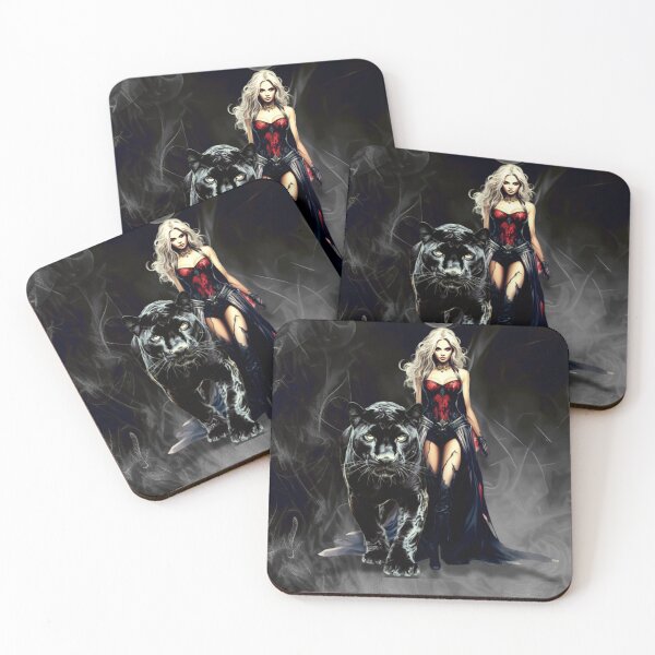 Item preview, dark panther woman – gothic seductress – shadow beast fantasy art designed and sold by Traumrausch.