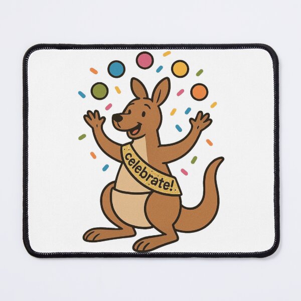 Item preview, Kangaroo Juggling Confetti with Celebrate Sash – New Year Character designed and sold by Confuzz1ed.