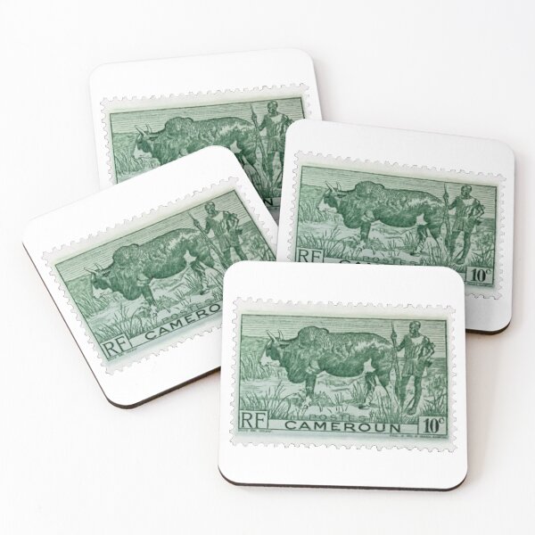 Item preview, Vintage Cameroon Ox Green Postage Stamp designed and sold by red-amber65.
