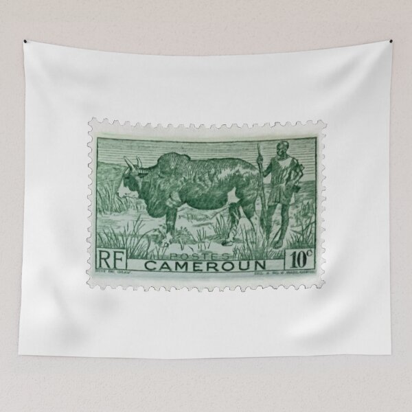 Item preview, Vintage Cameroon Ox Green Postage Stamp designed and sold by red-amber65.