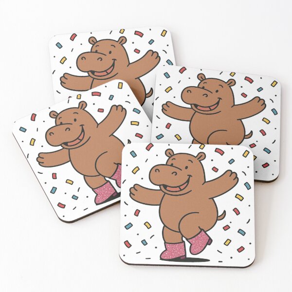 Item preview, Hippo Dancing in Confetti with Glitter Boots – Fun New Year Character designed and sold by Confuzz1ed.