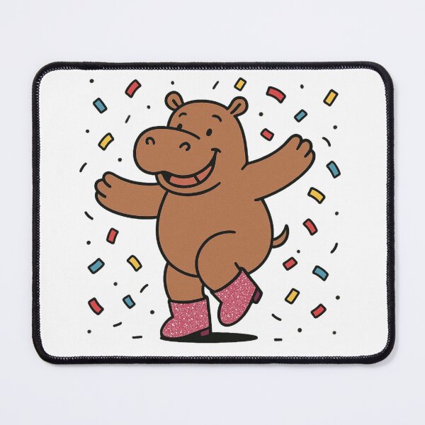 Item preview, Hippo Dancing in Confetti with Glitter Boots – Fun New Year Character designed and sold by Confuzz1ed.