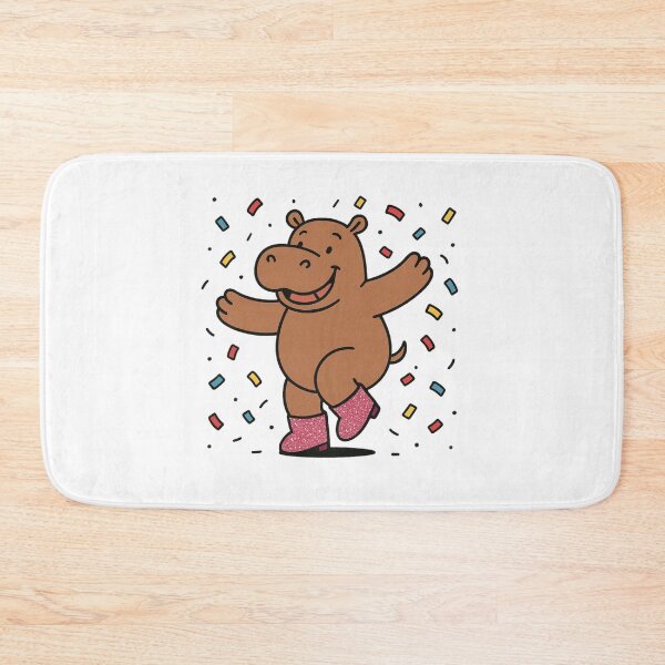 Item preview, Hippo Dancing in Confetti with Glitter Boots – Fun New Year Character designed and sold by Confuzz1ed.