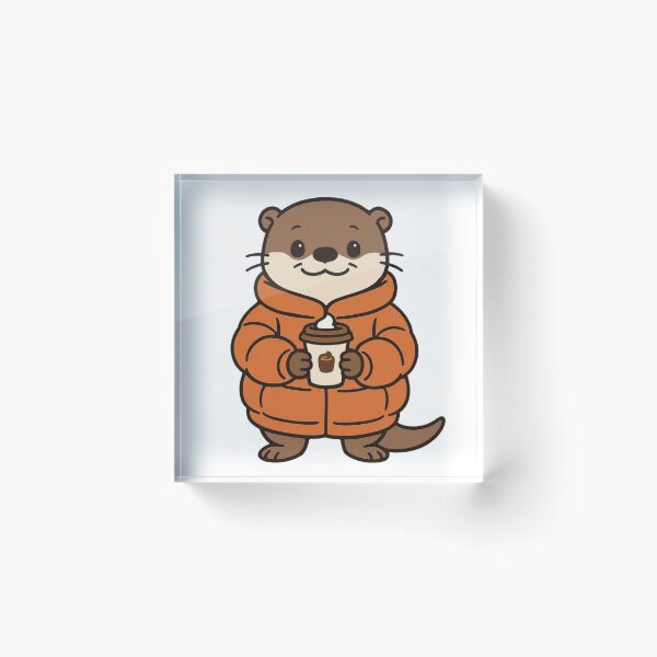 Item preview, Otter in Oversized Puffer Jacket Holding Hot Chocolate designed and sold by Confuzz1ed.