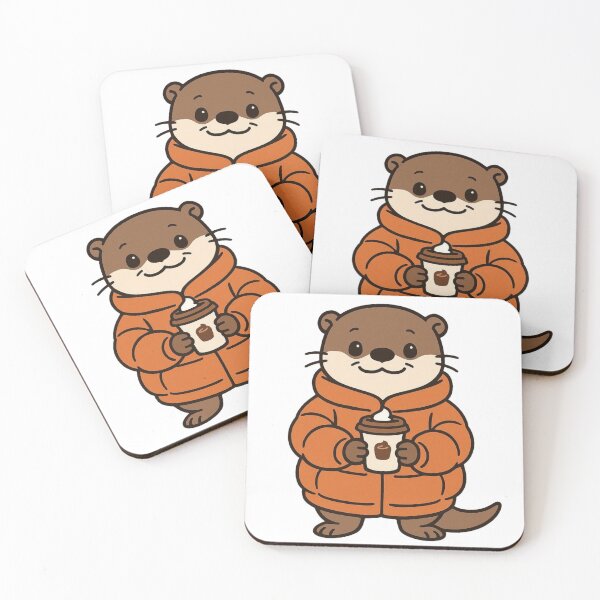 Item preview, Otter in Oversized Puffer Jacket Holding Hot Chocolate designed and sold by Confuzz1ed.