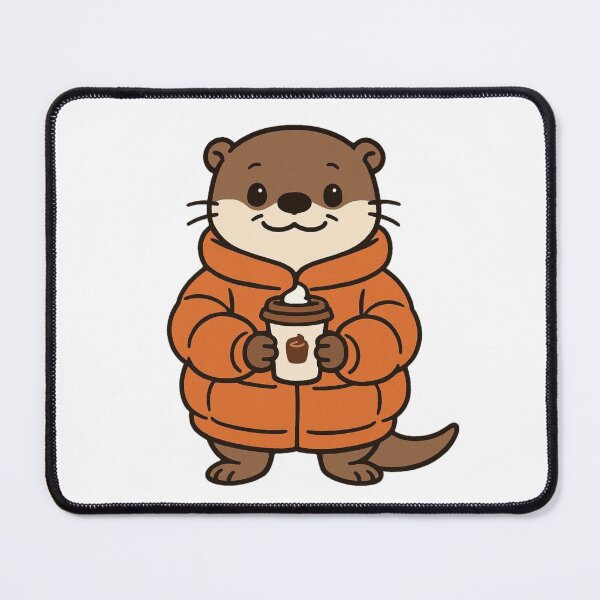 Item preview, Otter in Oversized Puffer Jacket Holding Hot Chocolate designed and sold by Confuzz1ed.