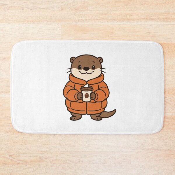 Item preview, Otter in Oversized Puffer Jacket Holding Hot Chocolate designed and sold by Confuzz1ed.