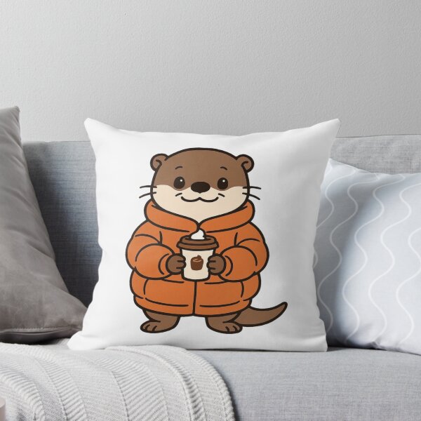 Item preview, Otter in Oversized Puffer Jacket Holding Hot Chocolate designed and sold by Confuzz1ed.