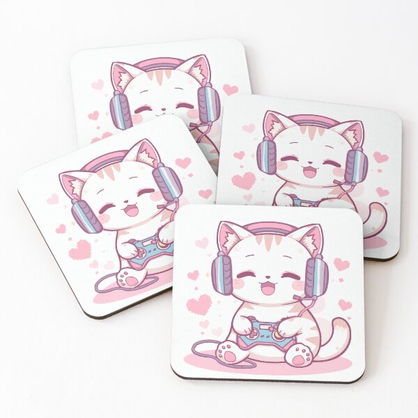 Item preview, Kawaii Gamer Cat – Cute Chibi Gaming Kitty Sticker designed and sold by Visualynx.