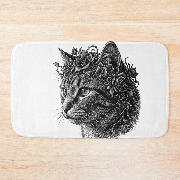 Item preview, Unisex Floral Crown Cat Ink Drawing Tee, Hoodie & Sweatshirt, Hyper-Detail Line Art designed and sold by Zippy Creation.