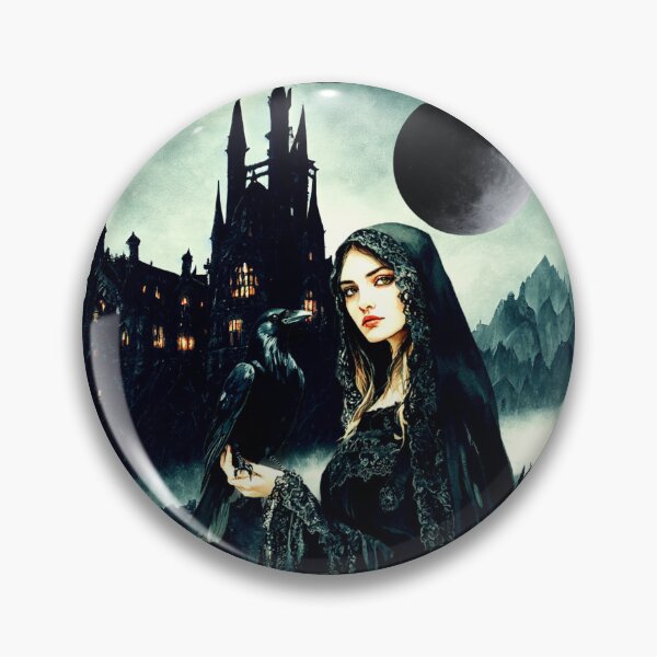 Artikelvorschau, gothic witch – raven companion – dark castle fantasy art entworfen und verkauft von Traumrausch.